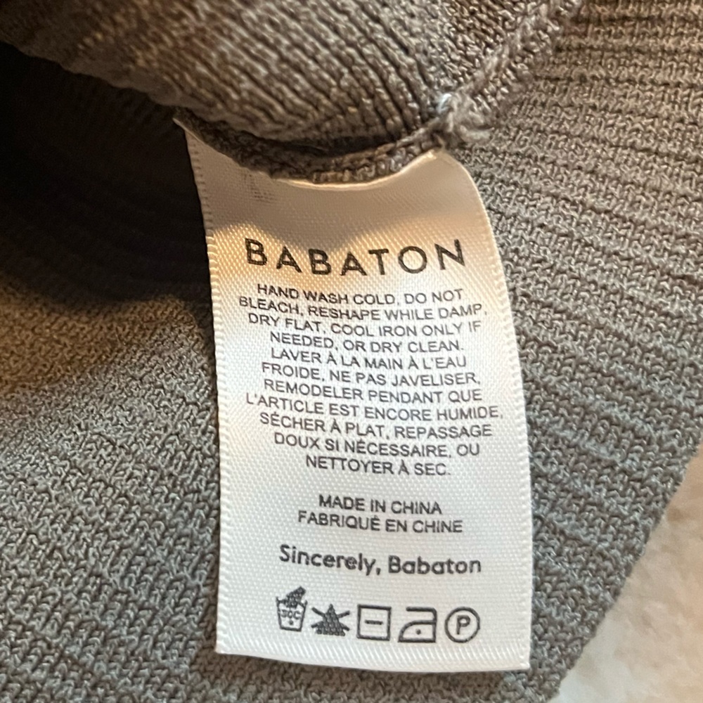 Babaton M Top Extra Slim Bodycon Long Sleeve Neutral Sweeatheart Ribbed Stretch - Picture 7 of 7